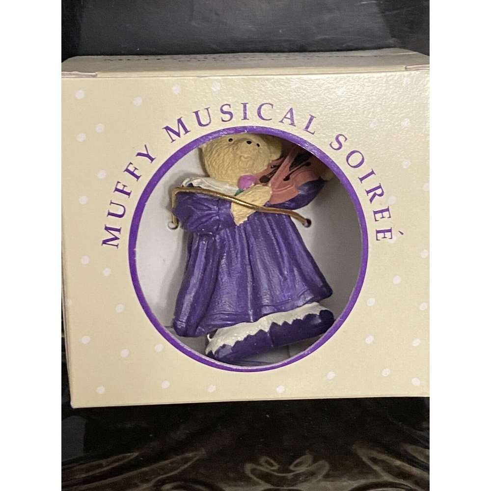MUFFY VANDERBEAR Christmas Ornament Muffy Musical Soirée Bear Purple